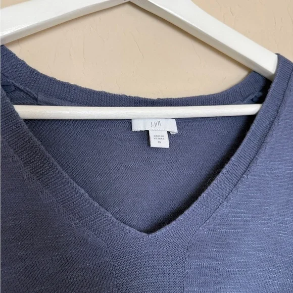 J Jill Eclipse Linen Blend Pullover Sweater Blue Cotton Lightweight Women’s XL - Picture 3 of 8